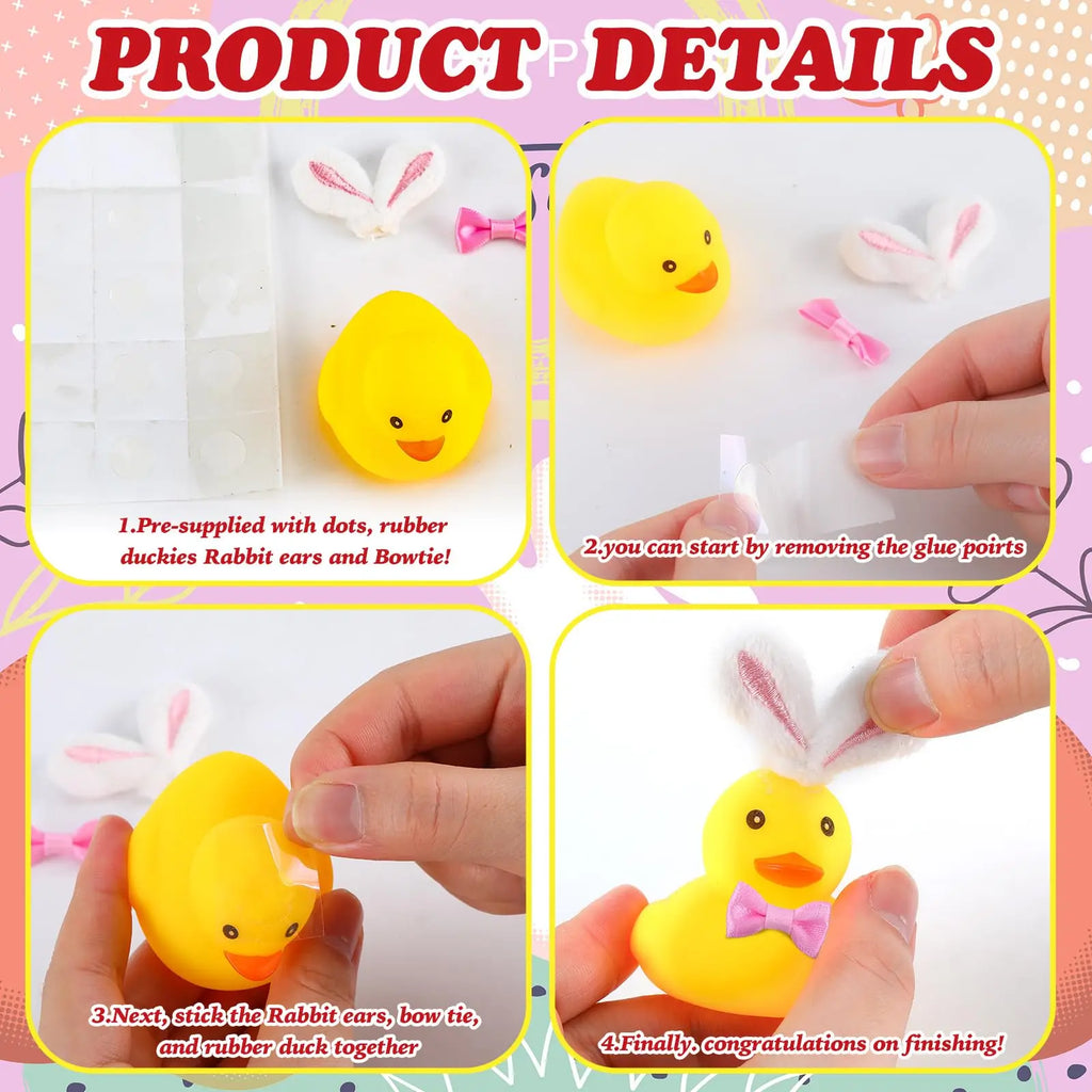 CowLost | product_id-easter-rubber-duck-set-with-plush-rabbit-ears-bow-6-12-24-36-pieces-bath-toys-holiday-decor |3