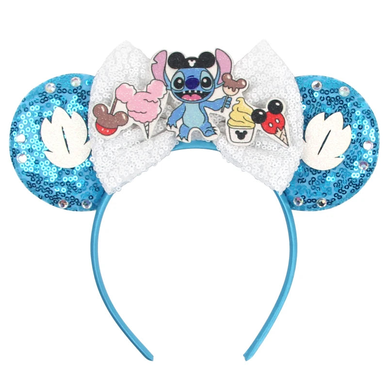 CowLost | cartoon-lilo-stitch-head-band-girls-sequins-bow-hairband |31