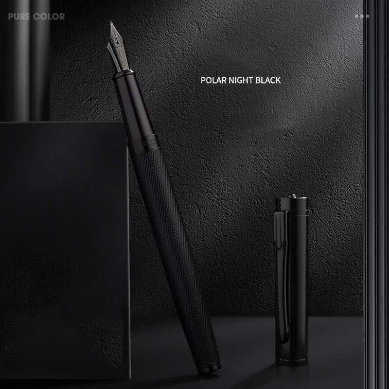 CowLost | product_id-hero-metal-fountain-pen-ef-f-nib-black-silver-tree-texture-writing-ink-pen-gift |5