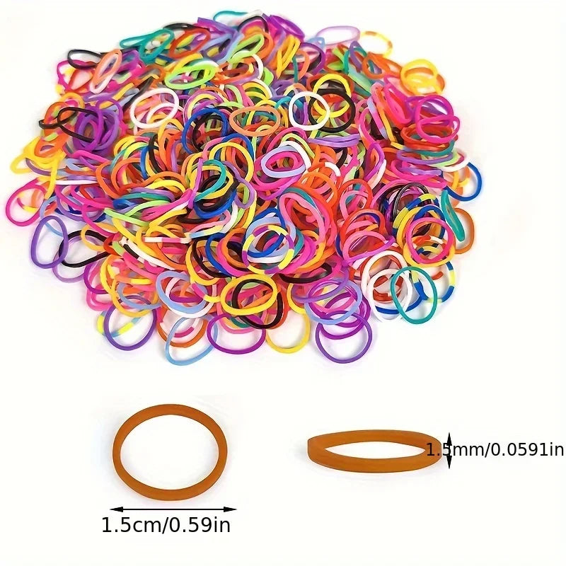 600pcs Silicone Rubber Loom Bands DIY Bracelets Hair Ties Craft Kit Party Gift