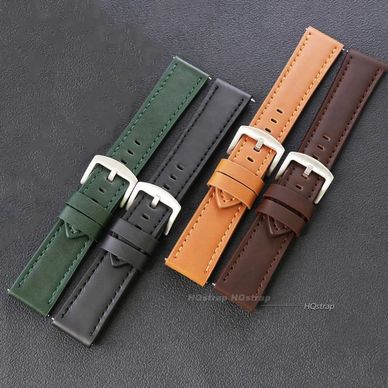 HQstrap Quick Release Vintage Genuine Leather Watch Band 18-24mm Unisex Sport Strap