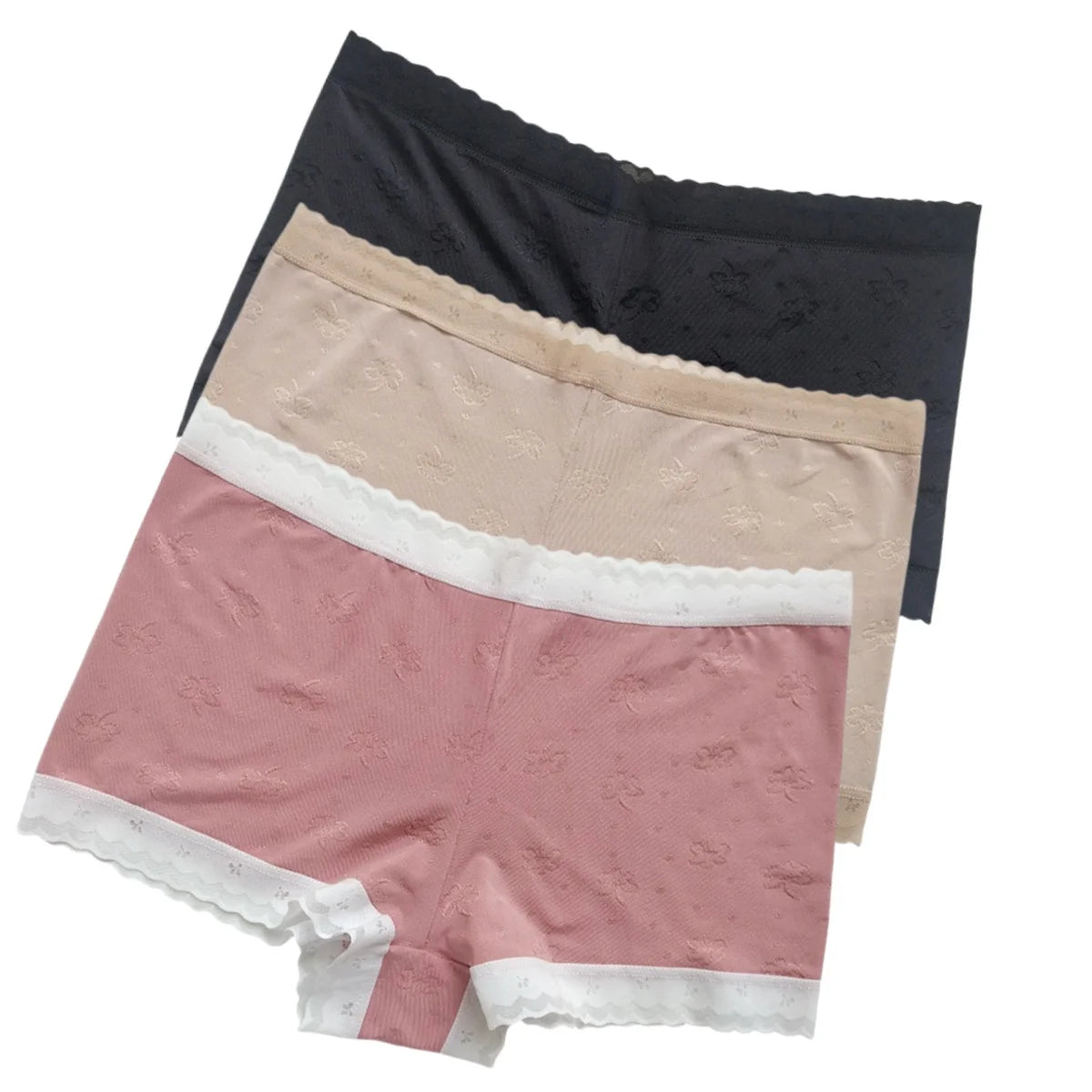 CowLost | product_id-3pcs-women-low-waist-lace-ice-silk-boyshort-panties-m-xl |14