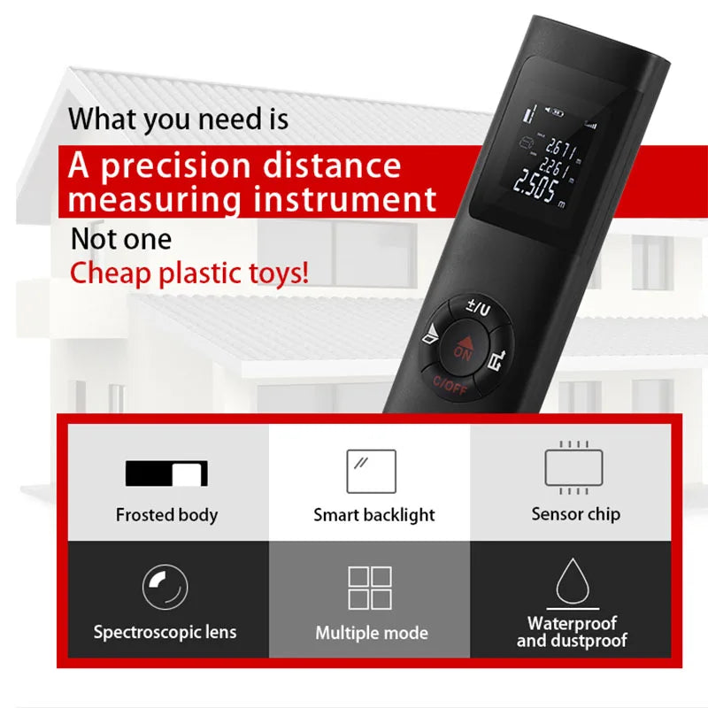 40M Rechargeable Handheld Infrared Laser Distance Meter Rangefinder for Decoration