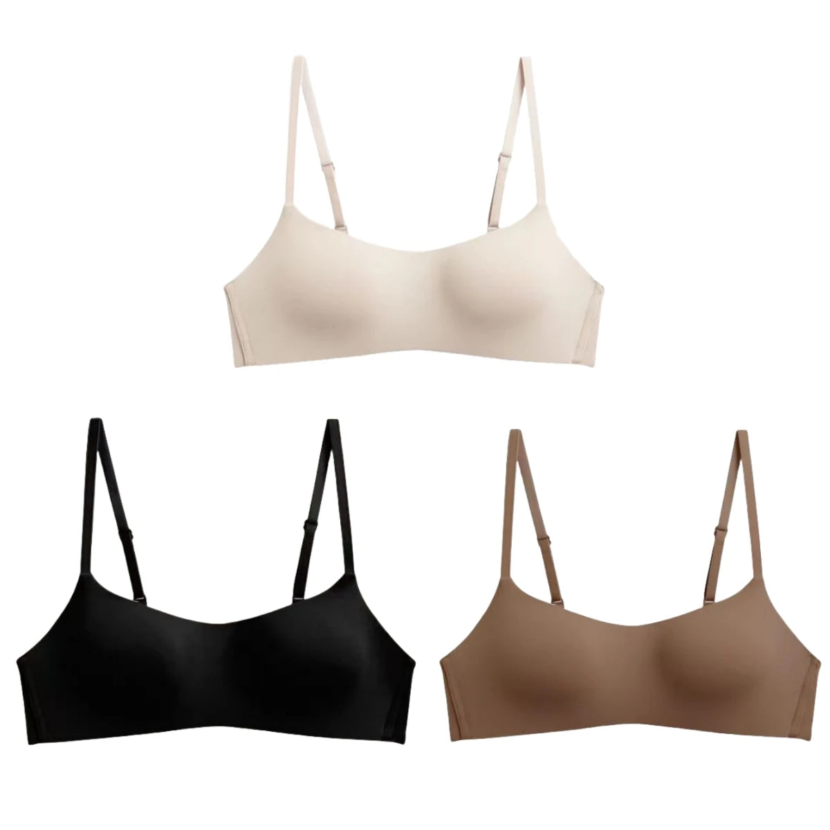 CowLost | product_id-3pcs-seamless-wire-free-1-2-cup-push-up-bras-with-back-closure-for-women |19