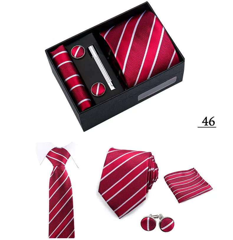 CowLost | tie-men-with-box-top-quality-business-ties-hanky-cufflink-set |23
