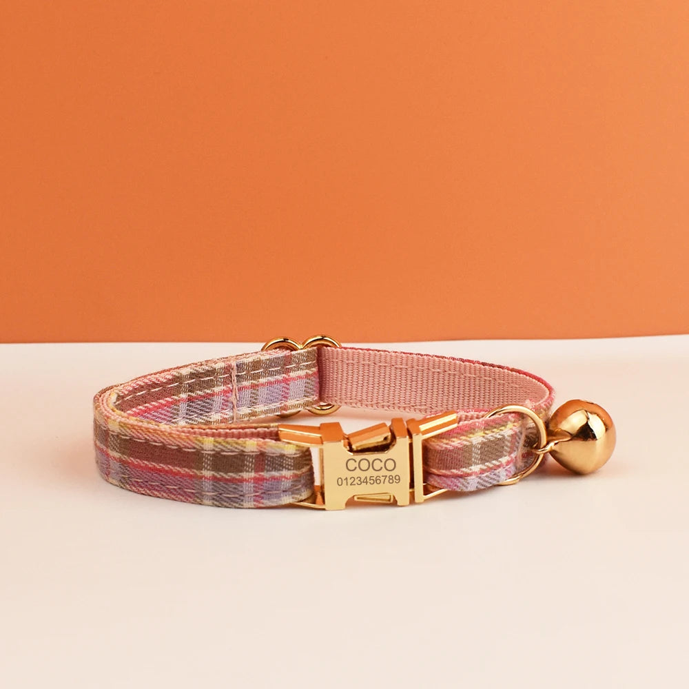 CowLost | cat-furniture-adjustable-plaid-cat-collar-with-bowknot-and-bell |14