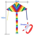 Rainbow Triangle Kite with Long Tail and Flying Line for Kids Outdoor Fun