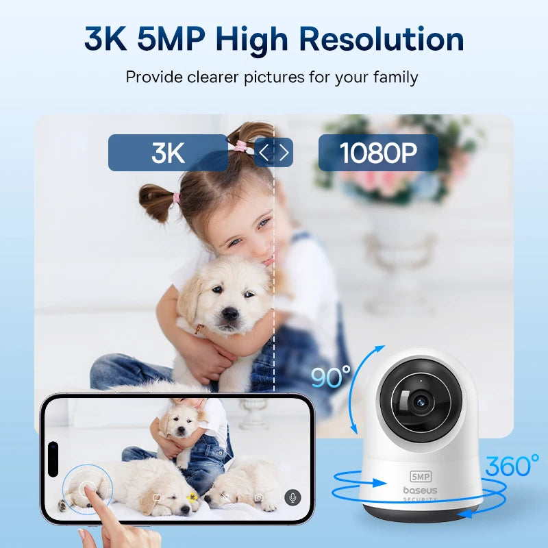 CowLost | baseus-5mp-3k-wifi-ip-camera-2-4g-5g-wireless-indoor-security-protection |2