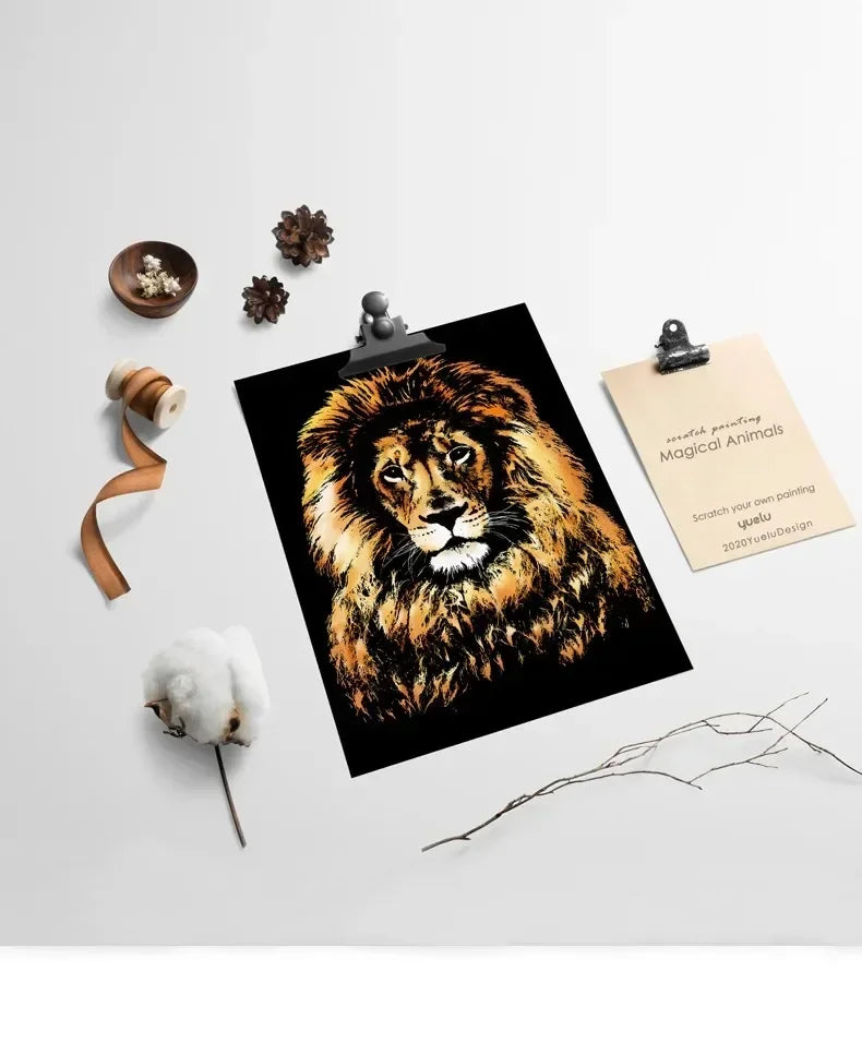 CowLost | product_id-4-pcs-a4-diy-scratch-painting-set-with-cartoon-animals-night-view-designs |16