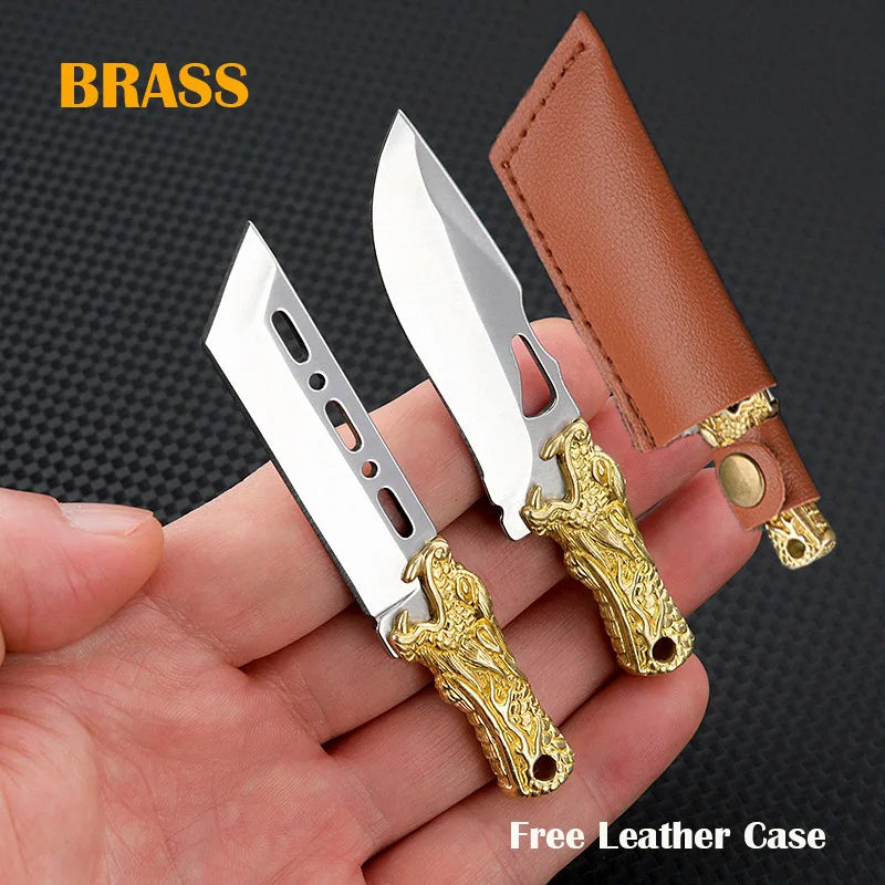 CowLost | activewear-pants-brass-dragon-head-mini-folding-knife-portable-edc-cutter |1