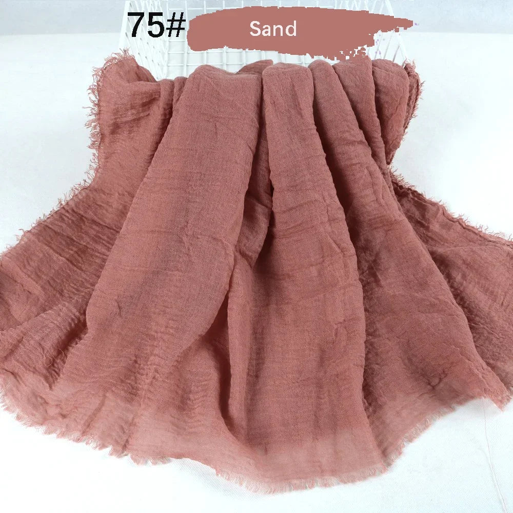 180X90CM Muslim Women Crinkle Hijab Soft Cotton Scarf