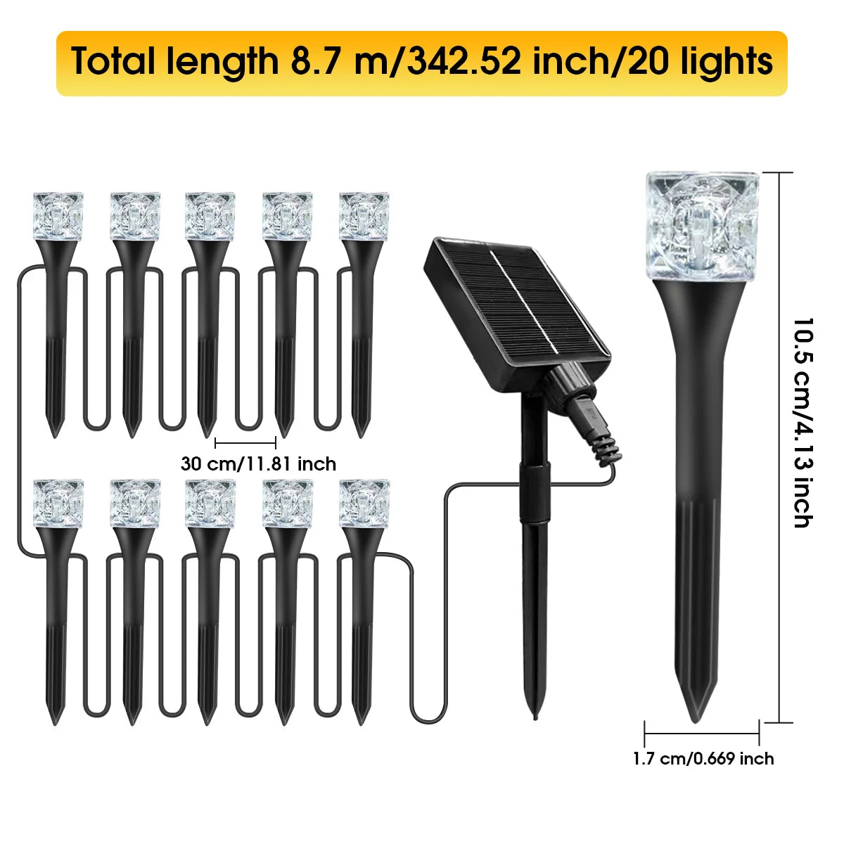 20/30 Pack Solar Waterproof LED Outdoor Lights Dusk to Dawn for Walkway Patio Yard