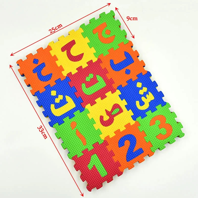 Arabic Alphabet and Number Puzzle Mats for Kids 28PCS Language & 8PCS Number Carpet Rugs