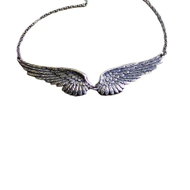 Vintage Angel Wing Feather Pendant Choker Necklace for Women Wedding Tribal Jewelry