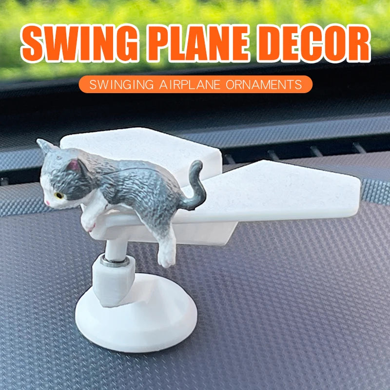 CowLost | inertial-swing-plastic-paper-airplane-move-cute-cat-kitty-wag-plane-sway-car-ornament-dashboard-decorations-cool-fun-accessories |1