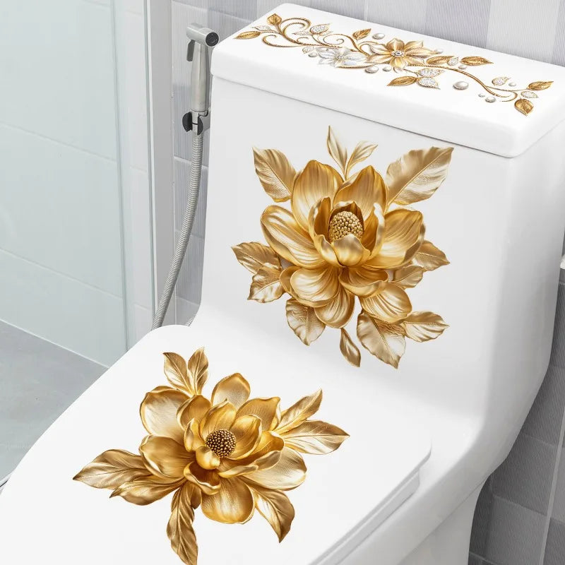 CowLost | gold-diamond-flower-bathroom-toilet-self-adhesive-sticker |3