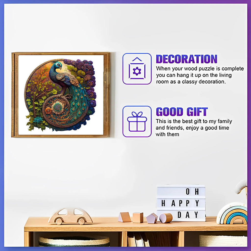 CowLost | product_id-round-peacock-wooden-animal-jigsaw-puzzle-gift-for-adults |3