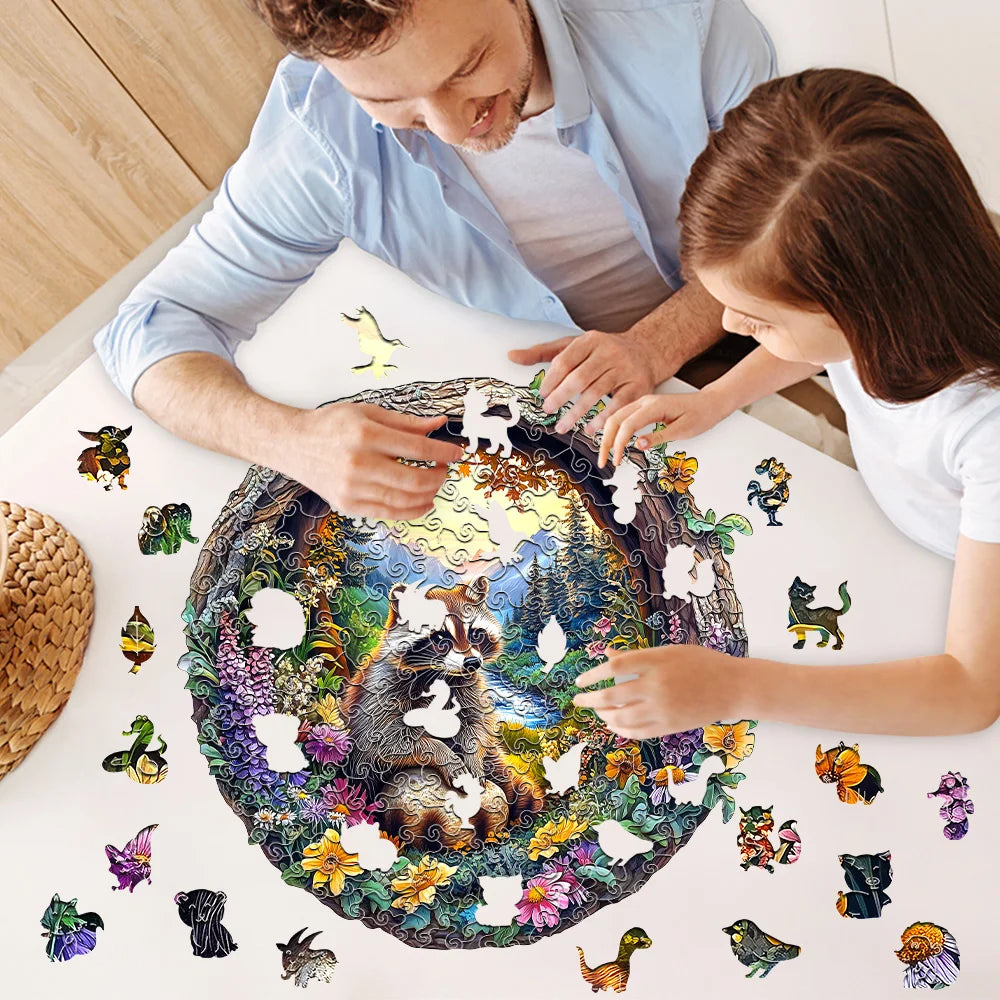 CowLost | product_id-eco-friendly-wooden-raccoon-forest-animals-jigsaw-puzzle-for-adults-unique-shapes-4-6-hour-assembly |5