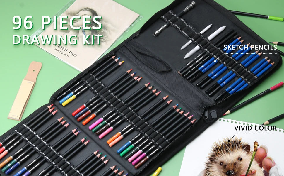 CowLost | art-pencils-product_id-96-piece-premium-drawing-pencil-set-with-72-colored-pencils-and-24-sketch-pencils-in-zippered-case |7