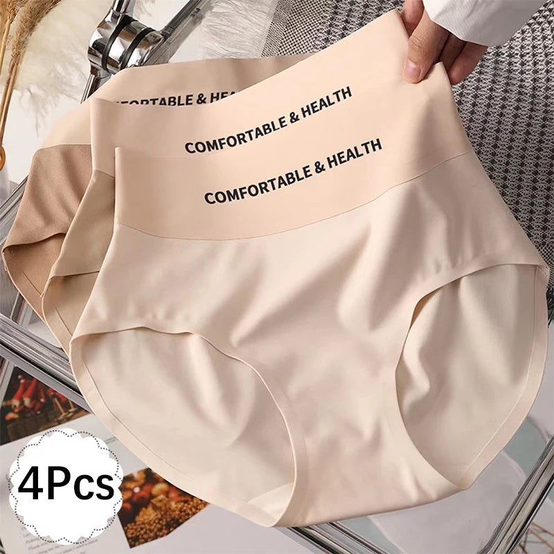 CowLost | product_id-fallsweet-4pcs-womens-seamless-high-rise-cotton-briefs-plus-size-m-xl |1