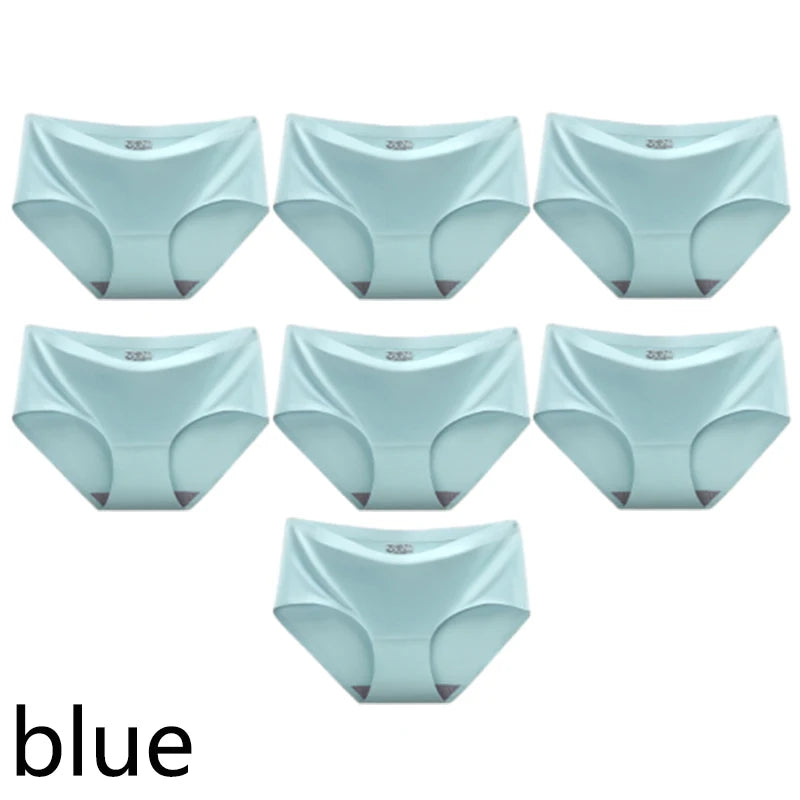 CowLost | product_id-fallsweet-7pcs-seamless-plus-size-mid-waist-ice-silk-panties-for-women |11