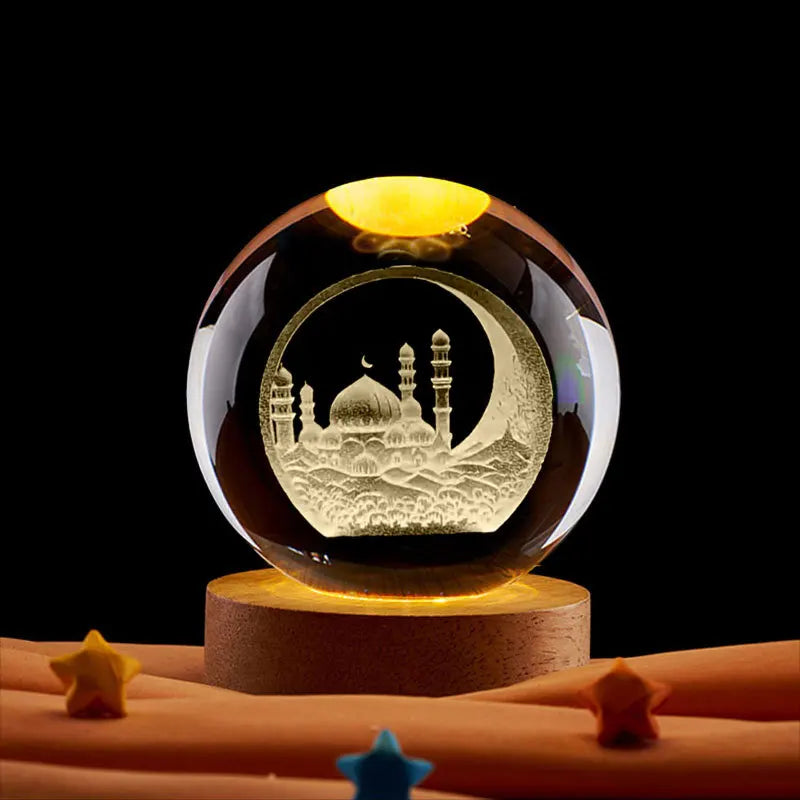CowLost | 6cm-3d-crystal-ball-night-light-ramadan-decoration-for-home |1