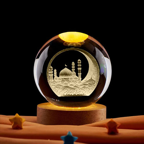 CowLost | 6cm-3d-crystal-ball-night-light-ramadan-decoration-for-home |1