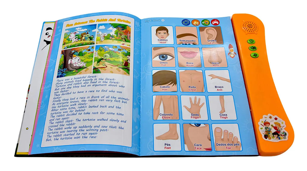 Portuguese English Bilingual Sound Book for Children Alphabet Numbers Animals Fruit Vegetables Educational