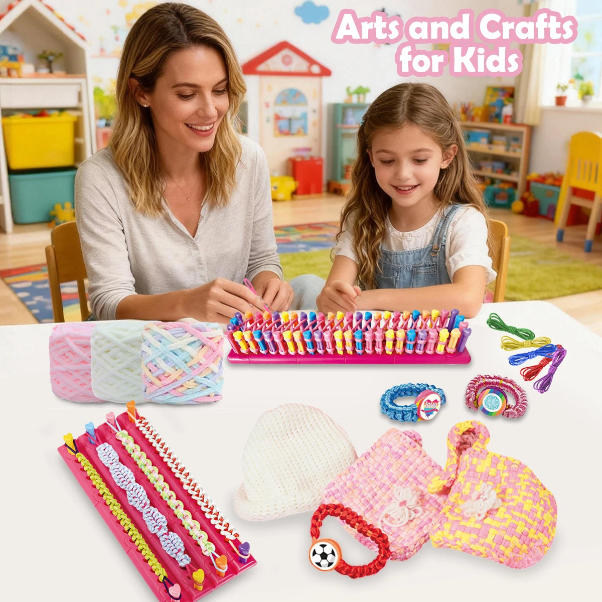 CowLost | product_id-diy-weaving-kit-for-kids-ages-6-arts-crafts-scarves-hats-and-bags |4
