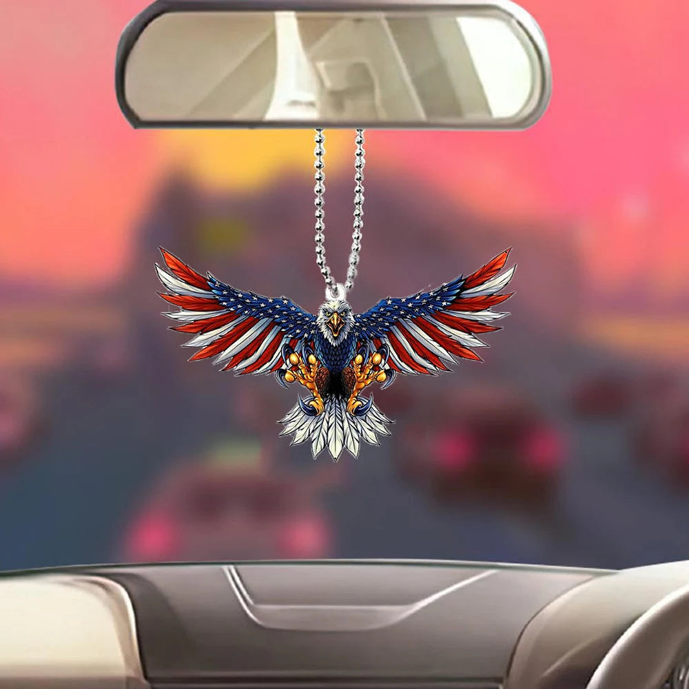 CowLost | paint-product_id-american-flag-eagle-rearview-mirror-keychain-pendant |12