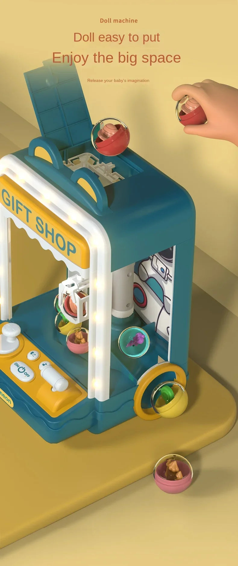 Cartoon Automatic Mini Claw Machine Toy for Kids Play Gift