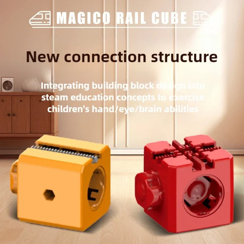 Children Magnetic Rail Car Cube DIY Building Blocks Educational Track Train Toy Christmas Gift
