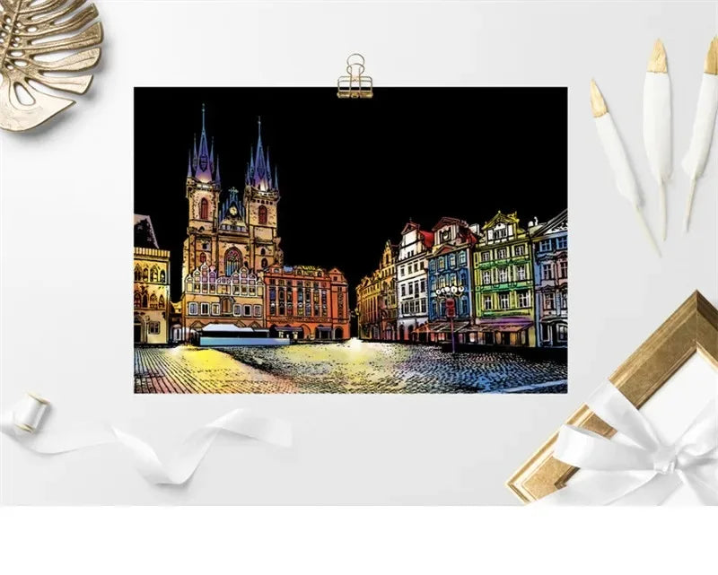 CowLost | product_id-4-piece-a4-diy-scratch-painting-set-landscapes-cities-animals |21