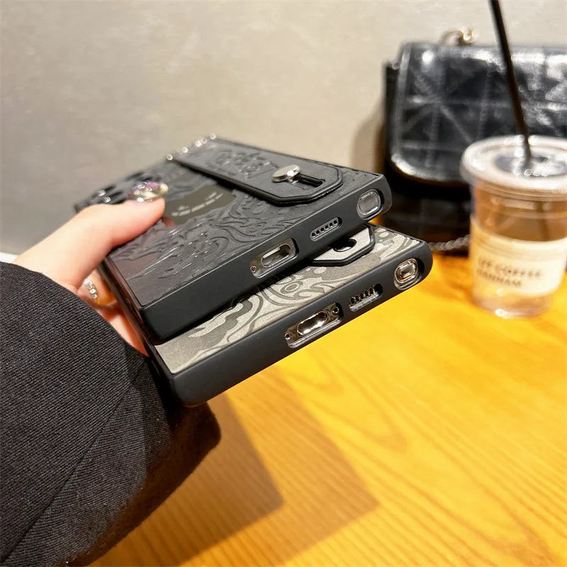 CowLost | anime-gengar-faux-leather-laser-wristband-shockproof-phone-case-for-samsung-galaxy-s25-s24-s23-s22-ultra-plus-a56-a55-a54 |12