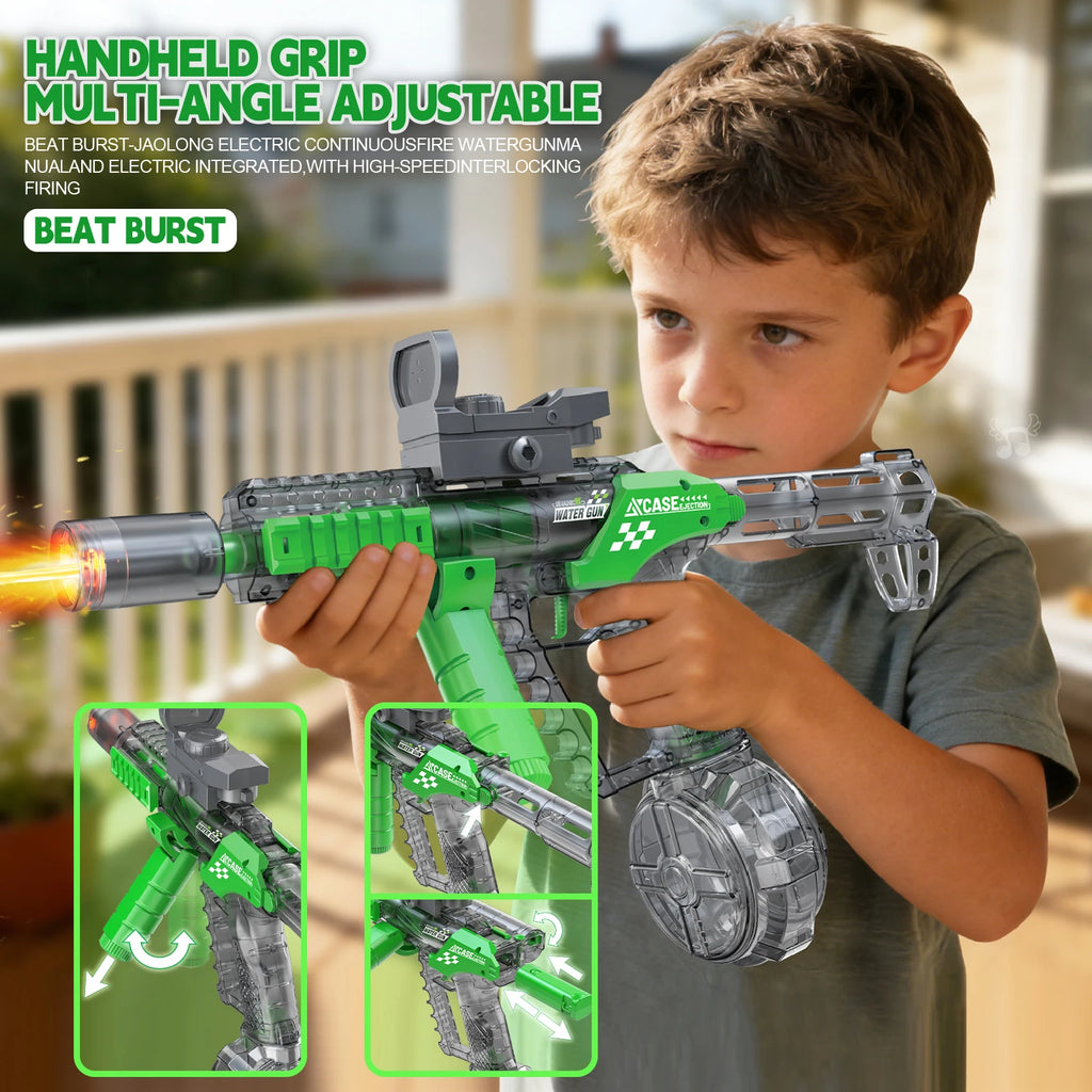 Long Range Electric Water Gun Toy with Automatic Sensor and Muzzle Flame for Kids