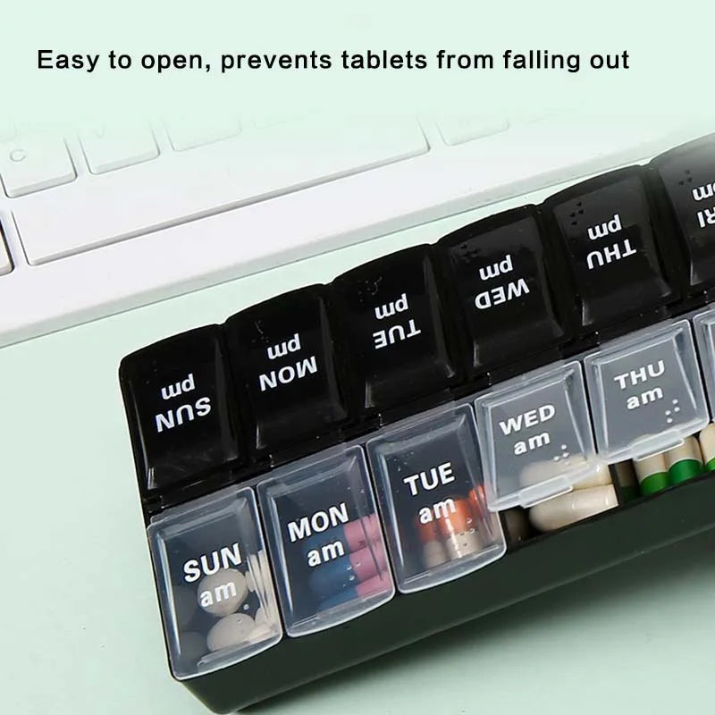 CowLost | product_id-7-day-portable-pill-organizer-with-14-compartments-medicine-storage-box |4