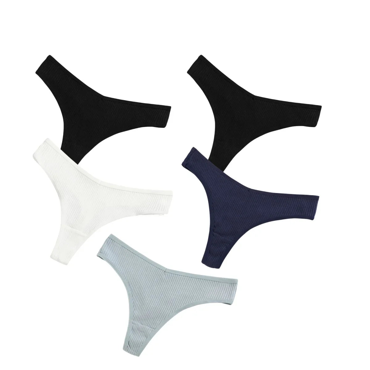 CowLost | product_id-5pcs-womens-cotton-low-rise-v-shape-g-string-thongs-solid-colors-m-xxl |21