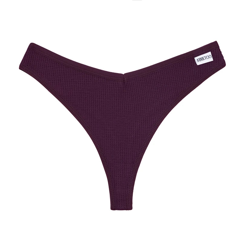 CowLost | activewear-pants-3pcs-cotton-waffle-women-s-sexy-thong-panties-set |22