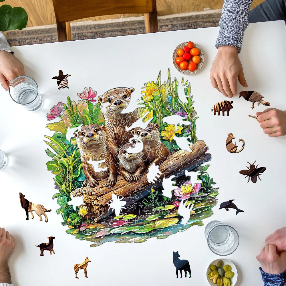 CowLost | product_id-wooden-otter-family-jigsaw-puzzle-with-animal-shaped-pieces-for-adults-and-kids |5