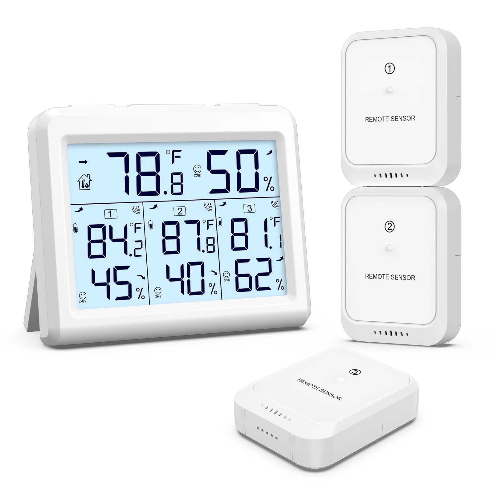 ORIA Wireless Indoor Digital Thermometer Hygrometer with 3 Sensors for Home and Office