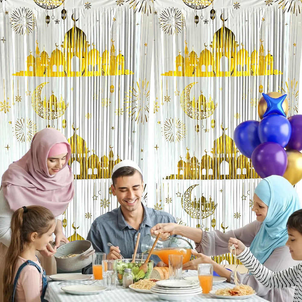 CowLost | eid-mubarak-foil-curtain-backdrop-metallic-tinsel |1