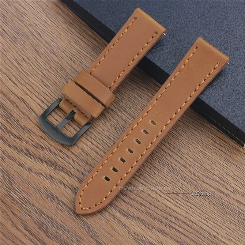 HQstrap Quick Release Vintage Genuine Leather Watch Band 18-24mm Unisex Sport Strap