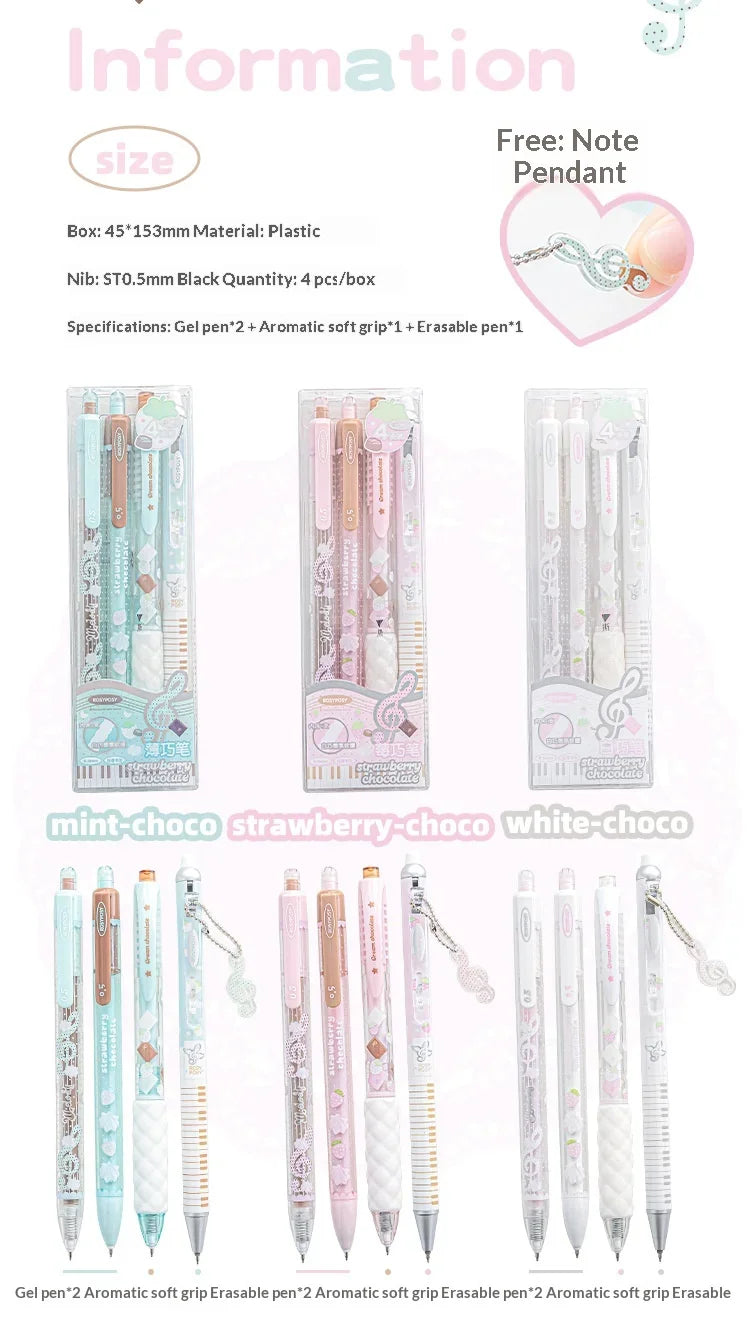 CowLost | product_id-2026-rosyposy-0-5mm-retractable-gel-pen-aesthetic-strawberry-music-notes-design-quick-dry-for-office-exam |8
