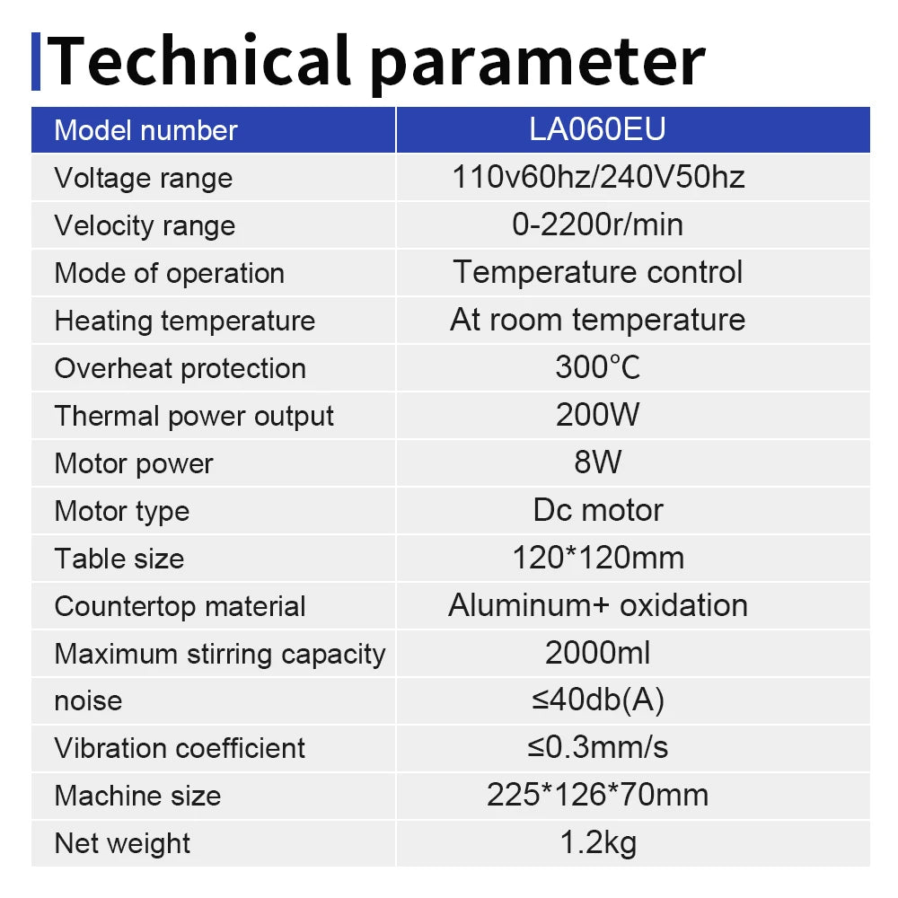 SH-2 Magnetic Stirrer Hot Plate 2000ml Adjustable Laboratory Mixer