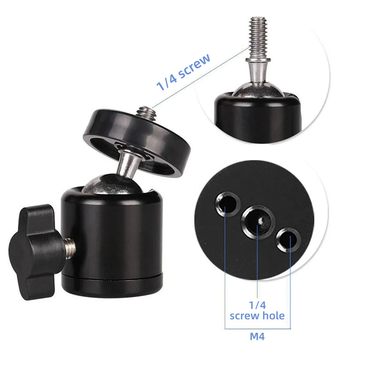 CowLost | product_id-mini-ball-head-1-4-screw-mount-360-swivel-for-dslr-tripod-led-light-bracket |4