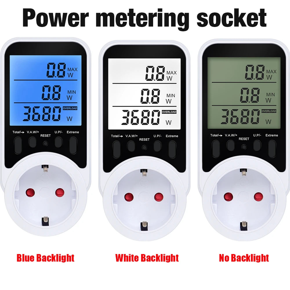 Digital Power Meter Socket 120-240V Wattmeter Energy Consumption Analyzer for Household Appliances