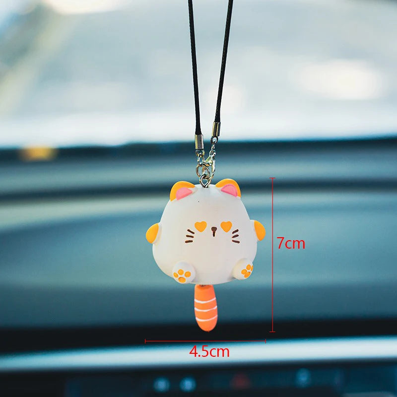 CowLost | product_id-resin-chubby-anime-cat-rearview-mirror-pendant-with-wagging-tail-ornament-gift |6
