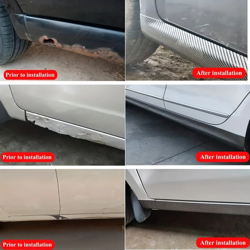CowLost | vehicle-parts-accessories-3x100cm-universal-carbon-fiber-pattern-car-side-skirts-protector |8