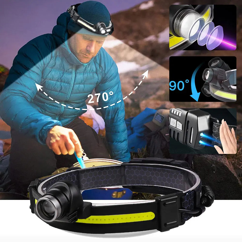CowLost | product_id-100000-lumens-led-headlamp-with-xpe-cob-sensor-for-camping-fishing-running |1
