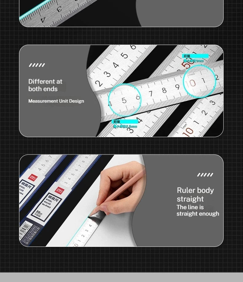 CowLost | deli-stainless-steel-ruler-for-students-and-woodworkers |15